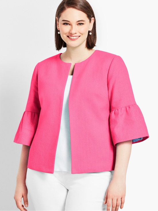 Talbots Jackets & Blazers - Talbots Women’s  Pink Flare Sleeve Tweed Jacket Fully Lined with Pockets Sz 16W